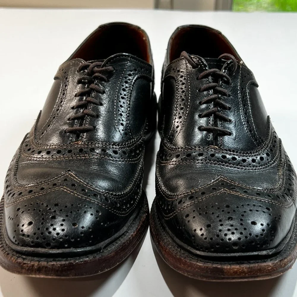 Allen Edmonds McTavish Black‎ 7/5 D Black Leather Wingtip Dress Shoes